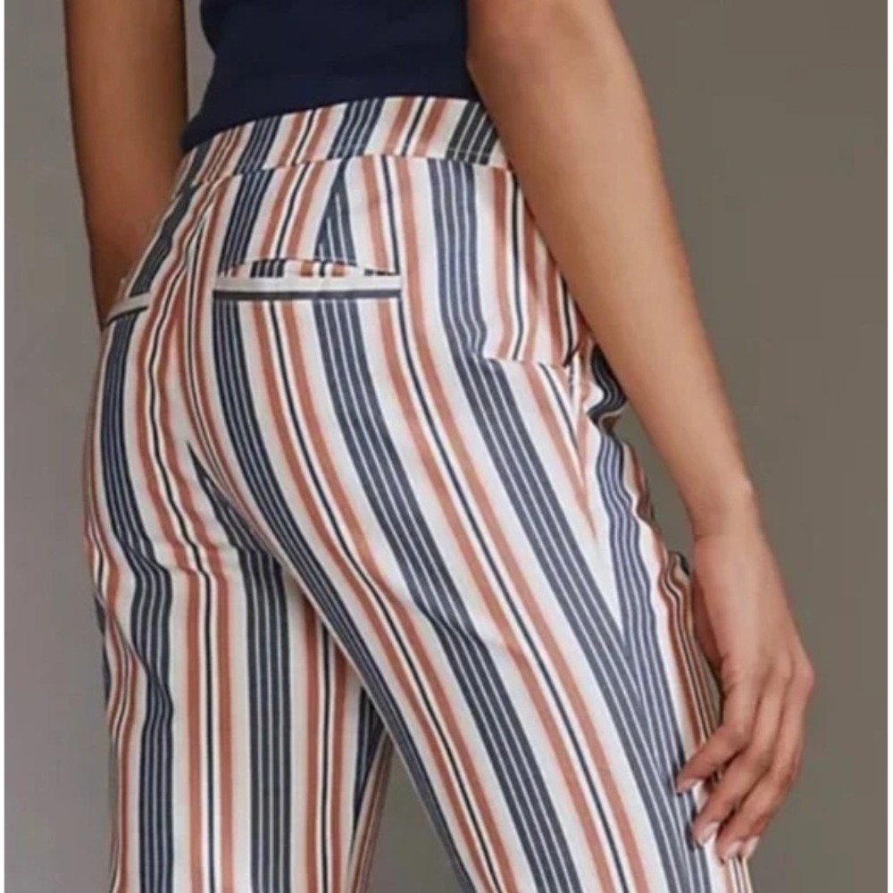 Anthropologie Striped Mid Rise Flare Pants 4 Retro Coastal 70s Style Bell Bottom - Picture 3 of 9